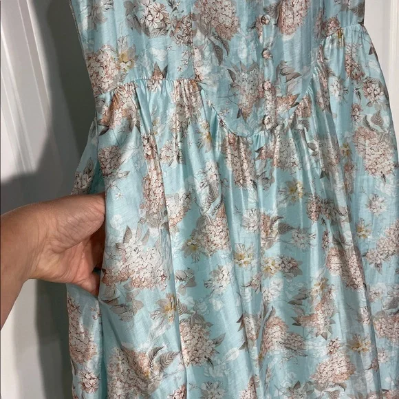 Lulus Darling Adoration Floral Midi DressSz  XL Pockets Square Neck Basque Waist - Picture 7 of 16